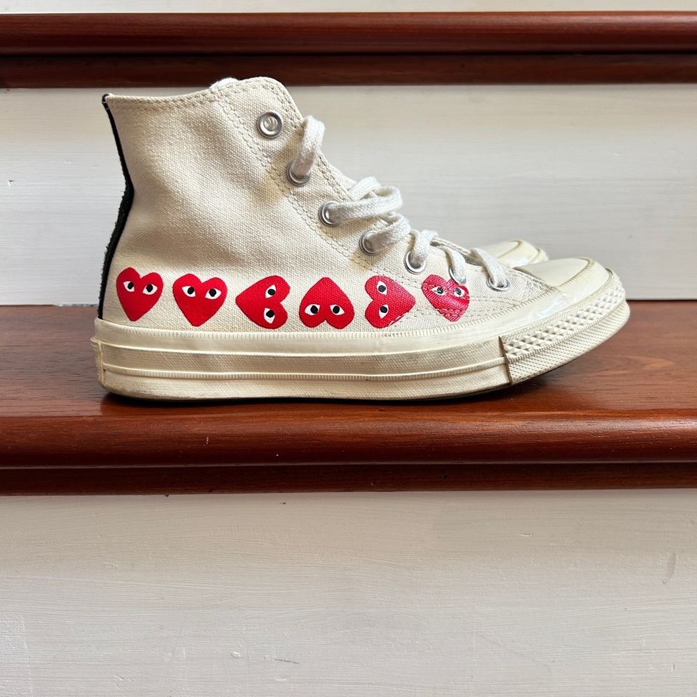 Converse Play White Sneakers with Red Heart